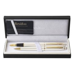 Scrikss Noble 35 İnci Beyazı Dolma ve Tükenmez Kalem Seti