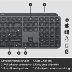 Logitech Mx Keys Türkçe Klavye - Siyah 920-010087