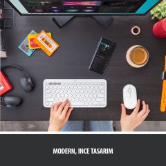 Logitech M350 Pebble Sessiz Kompakt Beyaz Kablosuz Mouse