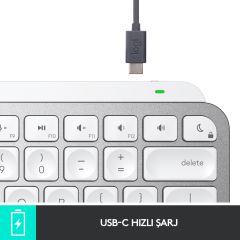 Logitech MX Keys Mini Mac İçin Minimalist Kablosuz Aydınlatmalı İngilizce Q Klavye - Beyaz