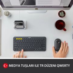 Logitech K380 Kompakt Kablosuz Türkçe Bluetooth Klavye Siyah
